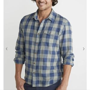 Marine Layer men's Buffalo check cotton shirt blue Plaid size small button down